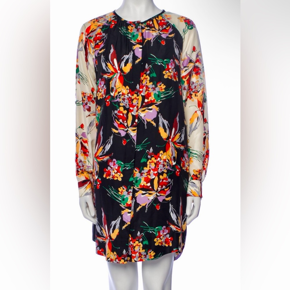 New derek lam 10 crosby floral 100% silk shirt dress